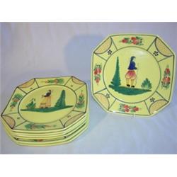 Set of 7 Quimper dinner plates