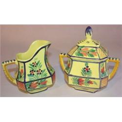 Quimper covered sugar & creamer