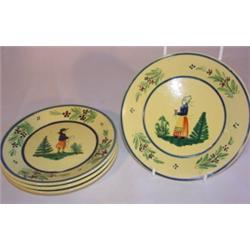 Set of 4 Quimper bread plates