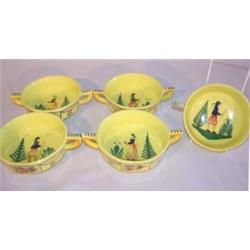 Set of 5 Quimper cream soup bowls