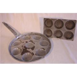 Pair of agateware muffin pans