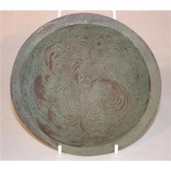 Primitive diminutive green painted dough bowl