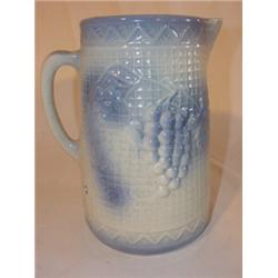 Blue & white salt glazed stoneware pitcher