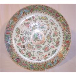 Chinese export celadon body Famille Rose charger