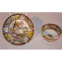 Early Staffordshire handless cup & saucer