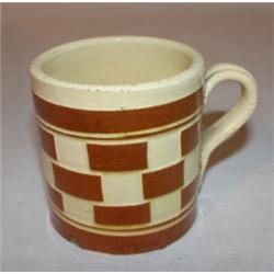 Yelloware Mocha checkerboard mug