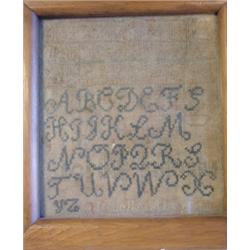 Signed and dated needlework alphabet sampler