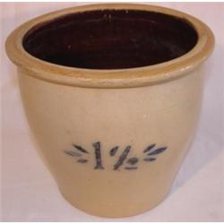 Blue decorated stoneware crock