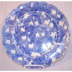Spongeware blue & white plate