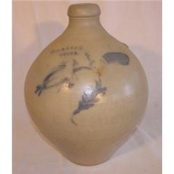 Blue decorated ovoid stoneware jug
