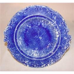 Blue & white spongeware butter dish base