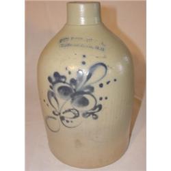 Blue decorated stoneware jug