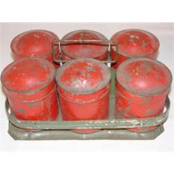 Set of 6 spice canisters with carrier