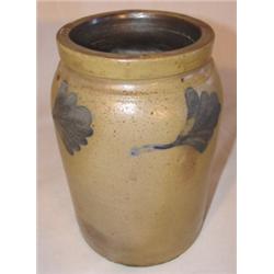 Blue decorated stoneware crock
