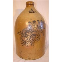 Exceptional blue decorated stoneware jug