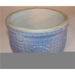 Blue salt glazed salt crock