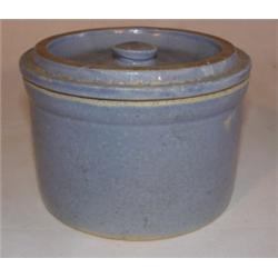 Blue salt glazed salt crock