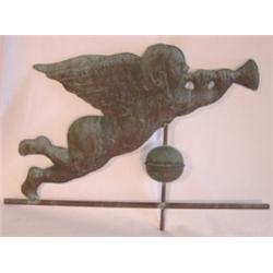 Copper figural cupid decorated weather vane