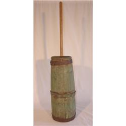 Original painted apple green butter churn
