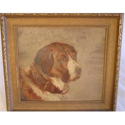 Oil on board painting of St. Bernard