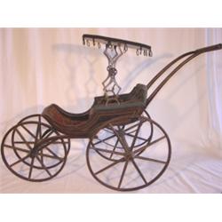 Primitive child's doll stroller with original paint