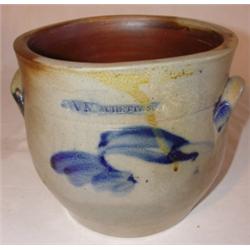 Machett & Son blue decorated stoneware crock