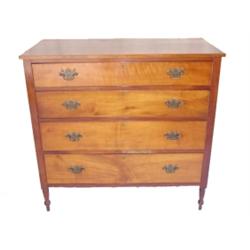 Sheraton walnut & maple 4 drawer chest