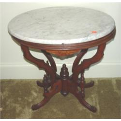 Ornate Victorian walnut marble top table