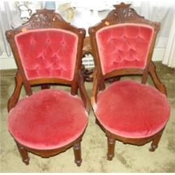 Pair of matching Victorian walnut side chairs