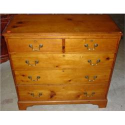 19th century country pine two over three chest