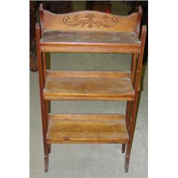 Oak three section folding bookshelf