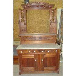 Victorian walnut marble top sideboard