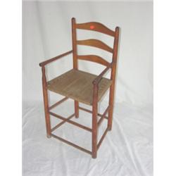 Early ladderback & rope bottom primitive high chair