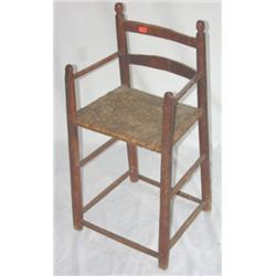 Primitive ladderback & rush bottom high chair