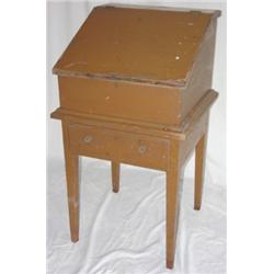 Overpainted schoolmaster's desk with drawer
