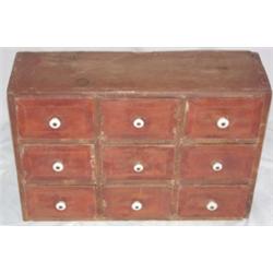 Original red painted 9 drawer tool chest