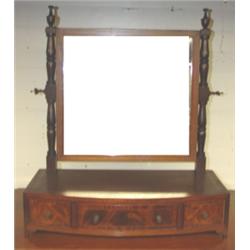 Federal style walnut shaving mirror with inlay