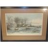 Image 1 : Framed print of etching by Kruseman Van Elten entitled "Winter Evening"