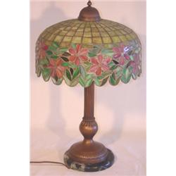 Signed Handel table lamp with dogwood shade