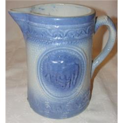 Splendid blue & white salt-glazed pitcher