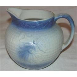 Blue & white salt-glazed squat pitcher