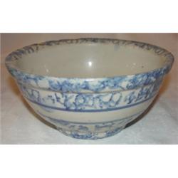 Blue & white spongeware milk bowl