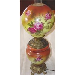 Ornate floral decorated Gone with the Wind table lamp