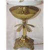 Image 3 : Ornate brass table lamp with floral decorated shade