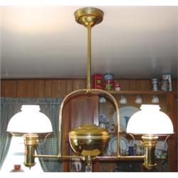 Brass double lite hanging lamp