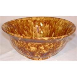 Brown spongeware mixing bowl