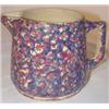 Image 1 : Blue and purple sponge decorated handled pitcher