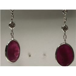 #3-14KT WHITE GOLD RUBY & DIAMOND DROP STYLE