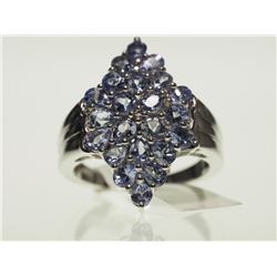 #7-STERLING SILVER TANZANITE RING