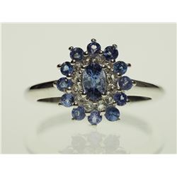 #12-STERLING SILVER TANZANITE & CUBIC ZIRCON RING